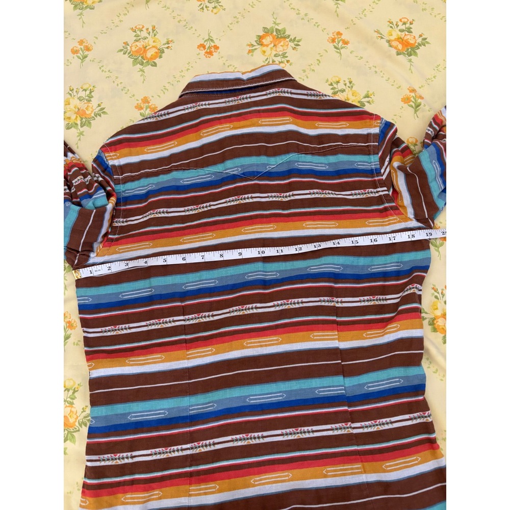 Panhandle Rough Stock Womens Western Snap Shirt Striped Southwestern R4S7580 M - Picture 3 of 5